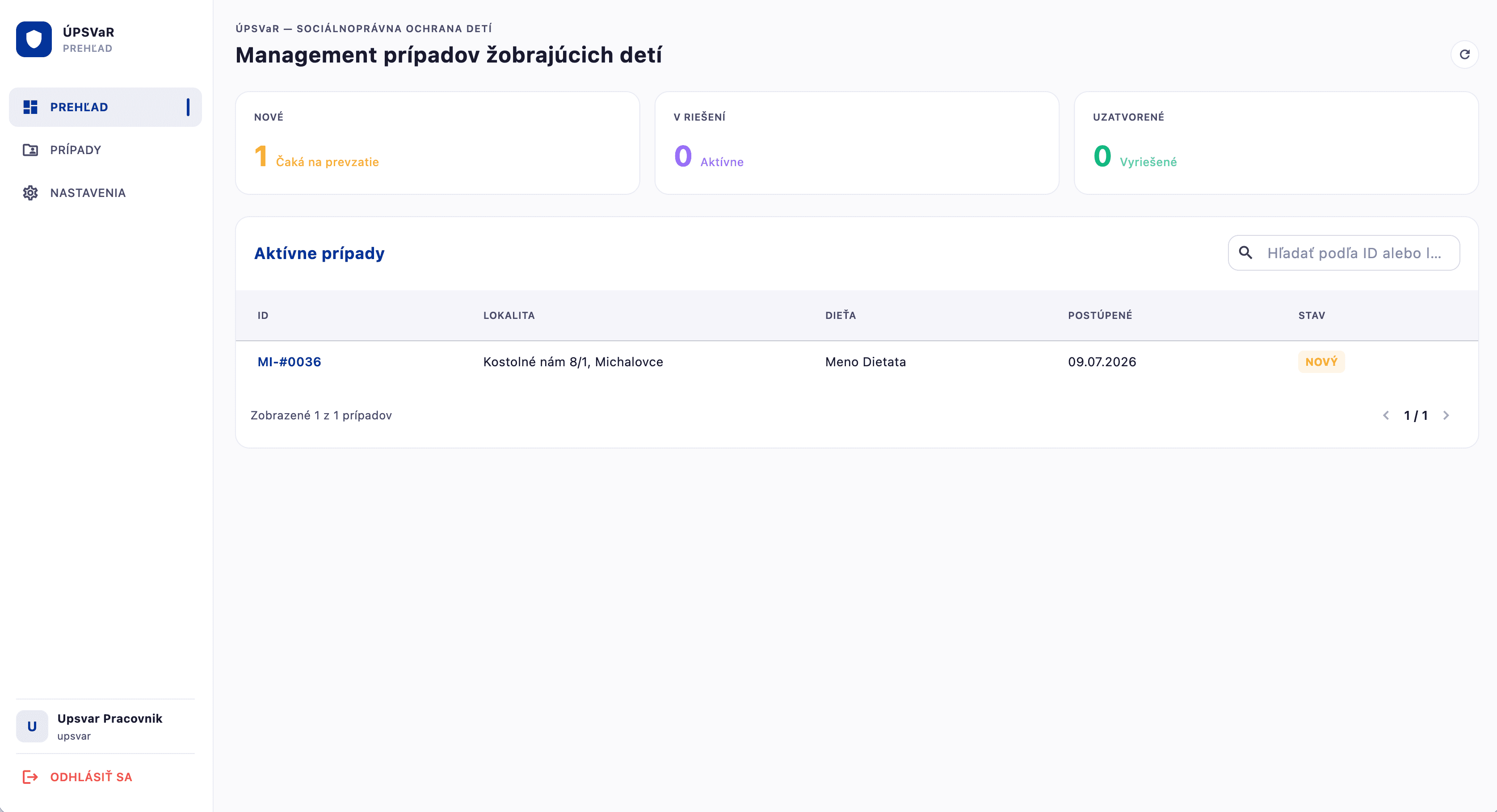 ÚPSVaR — Case management